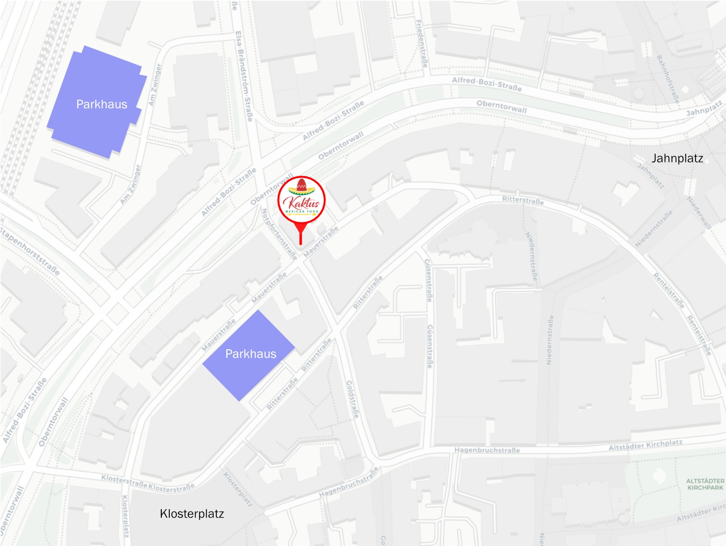 Map of Bielefeld with Kaktus in the center